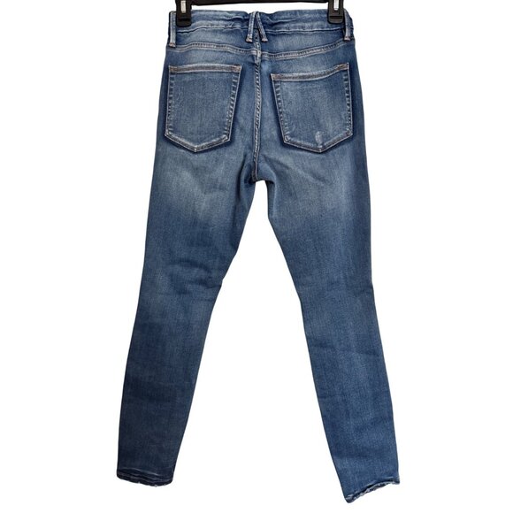 Good American Good leg Crop Size 4/27 Distressed Stretchy Slim High Rise NWT - Picture 2 of 9